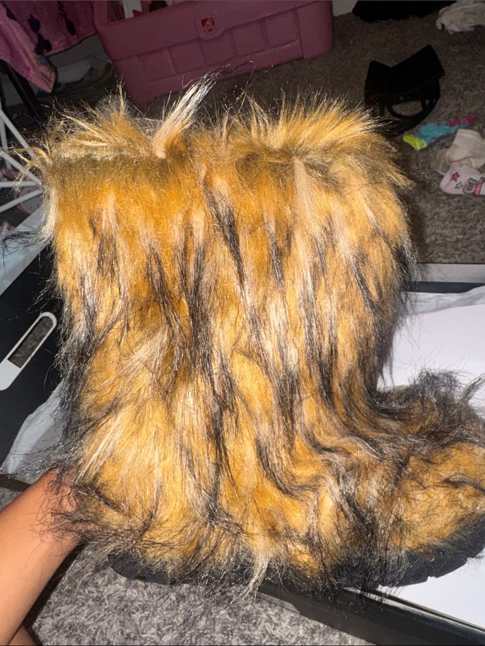 Fashion Nova Faux Fur Winter Booties in Brown & Black - Picture 4 of 4